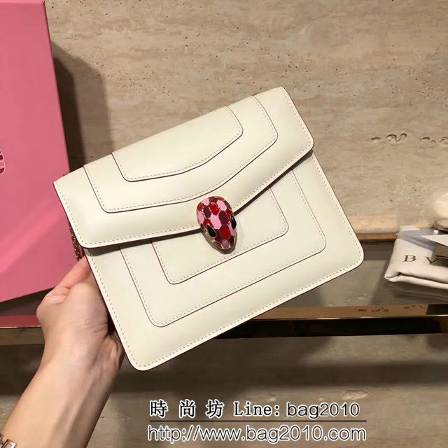 BVLGARI寶格麗 原單品質 最新款蛇頭扣環 奶白色 時尚手提肩背包 34559 FYD1300